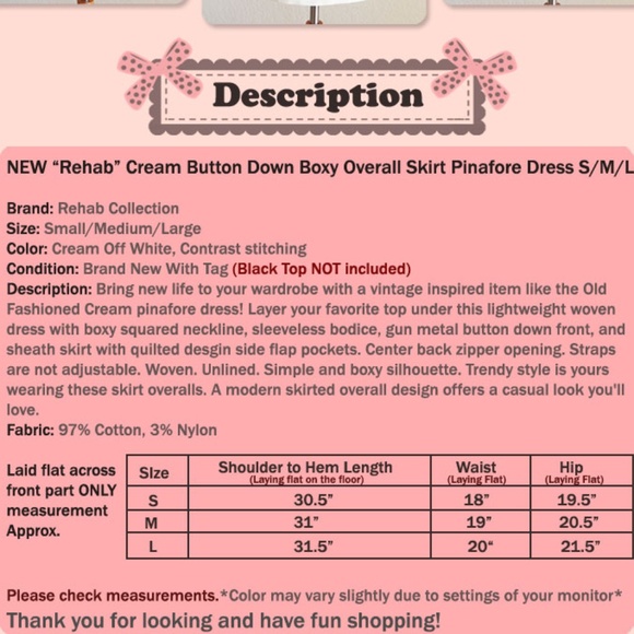 Cream Button Down Overall Skirt Pinafore Dress - Picture 8 of 8